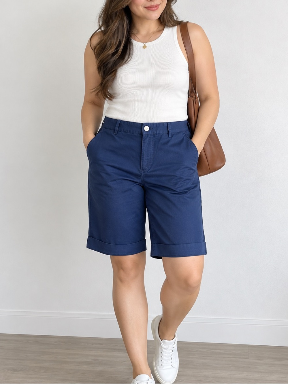 Lauren Ralph Lauren Navy Cotton Chino Bermuda Shorts